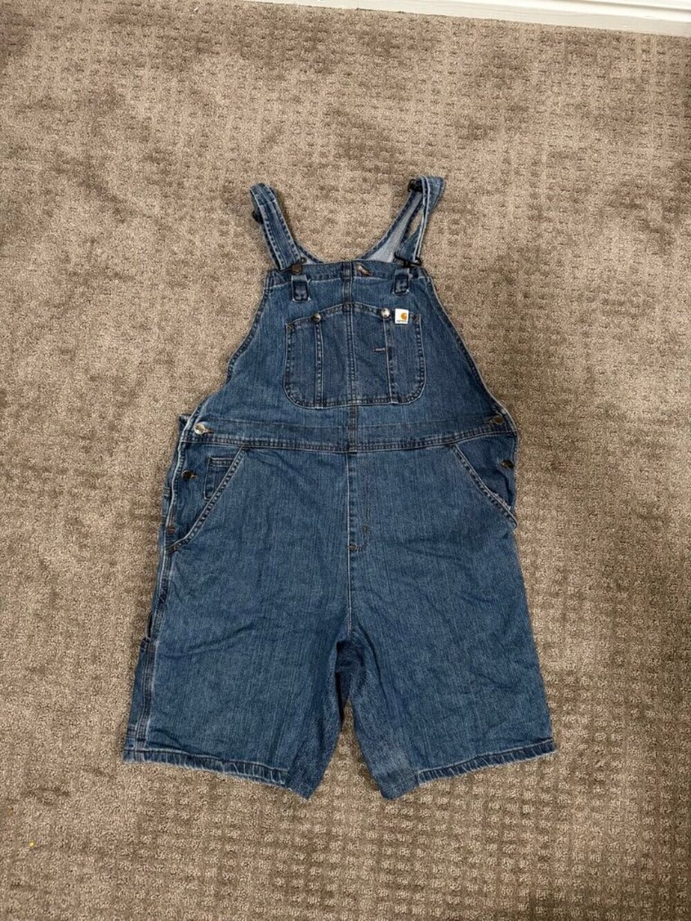 Carhartt Women's Denim Shortall Bib Overall WR009 Medium Wash XL 16/18